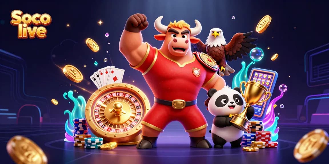 Soco live delivers an exhilarating gambling experience with vibrant characters celebrating a win in a dynamic casino scene.