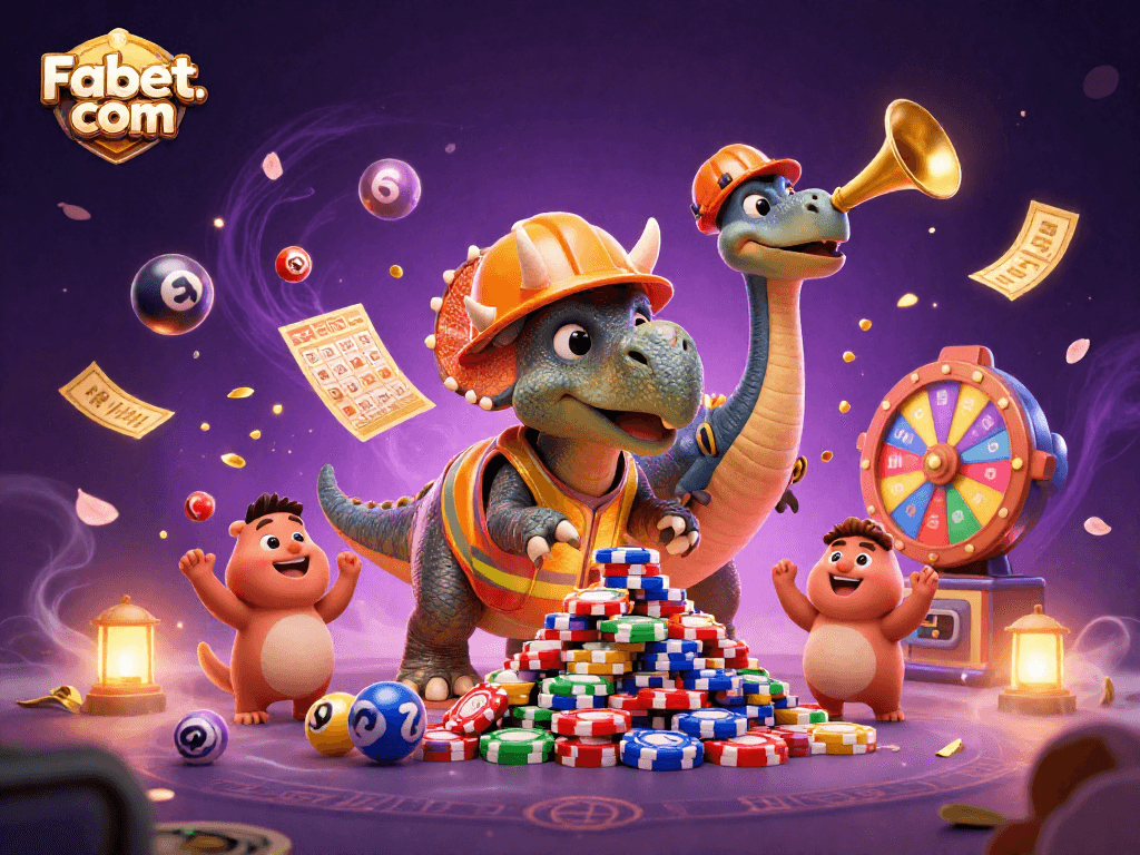 Experience action and excitement at Fabet. com with colorful lottery elements in a vibrant scene.