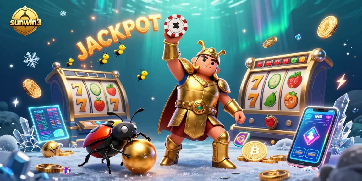 Experience sunwin3 riches with a victorious beetle and vibrant casino elements.