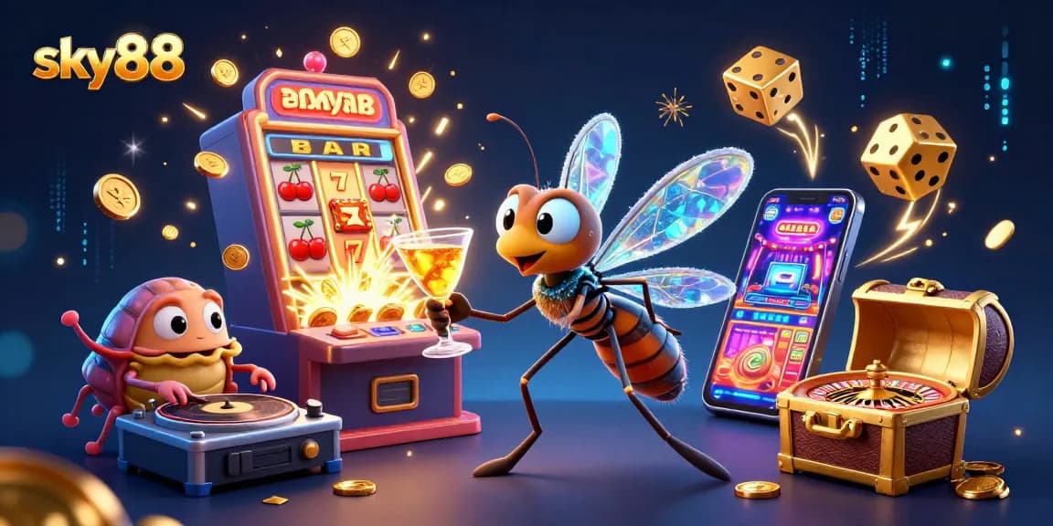Engage in thrilling casino action with sky88, experiencing vibrant slots, cocktails, and exciting wins.