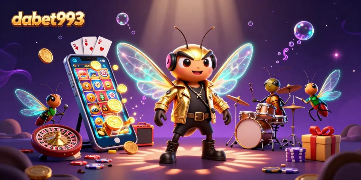 Experience the thrill of dabet993 with a vibrant 3D casino scene showcasing slots and games.