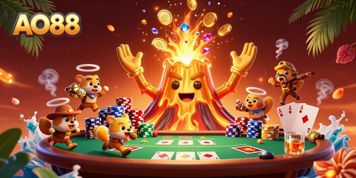 Play thrilling games at AO88 with a dynamic scene of joyous treasure hunting