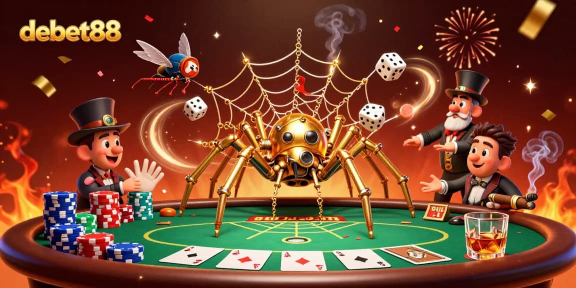 Engage in thrilling gameplay with debet88 at this vibrant 3D casino illustration.