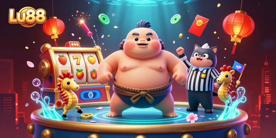 Experience exciting slot games with Lu88 featuring a lively underwater scene with a blowfish champion.