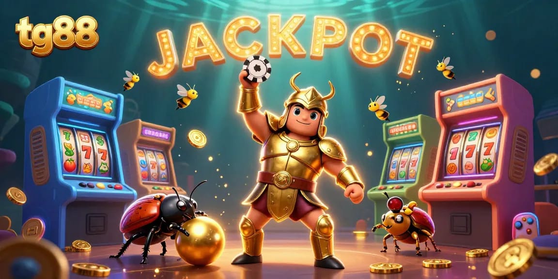 Engage with tg88's thrilling online casino world with a triumphant beetle and jackpot elements.