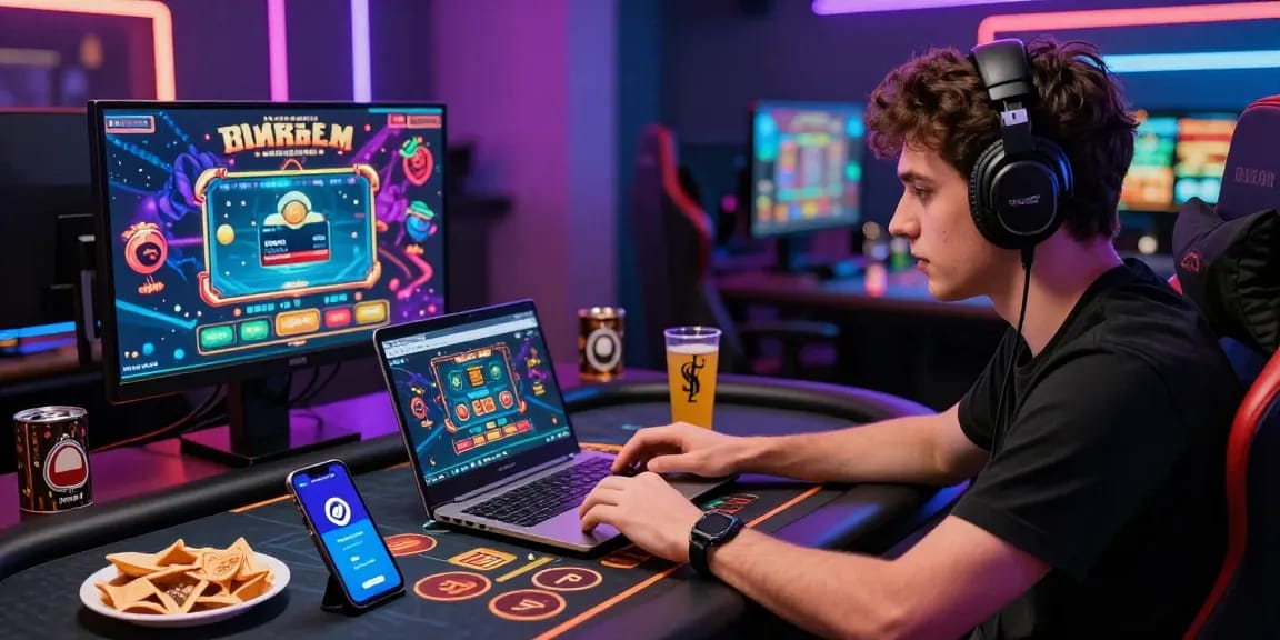 Spieler genießt ein nahtloses Spielerlebnis in einem Paysafe Card Casino mit einem Live-Dealer.