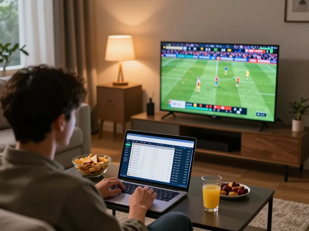 Person engaged in sports betting on Lu 88 with live match screenshots, showcasing excitement and strategy.