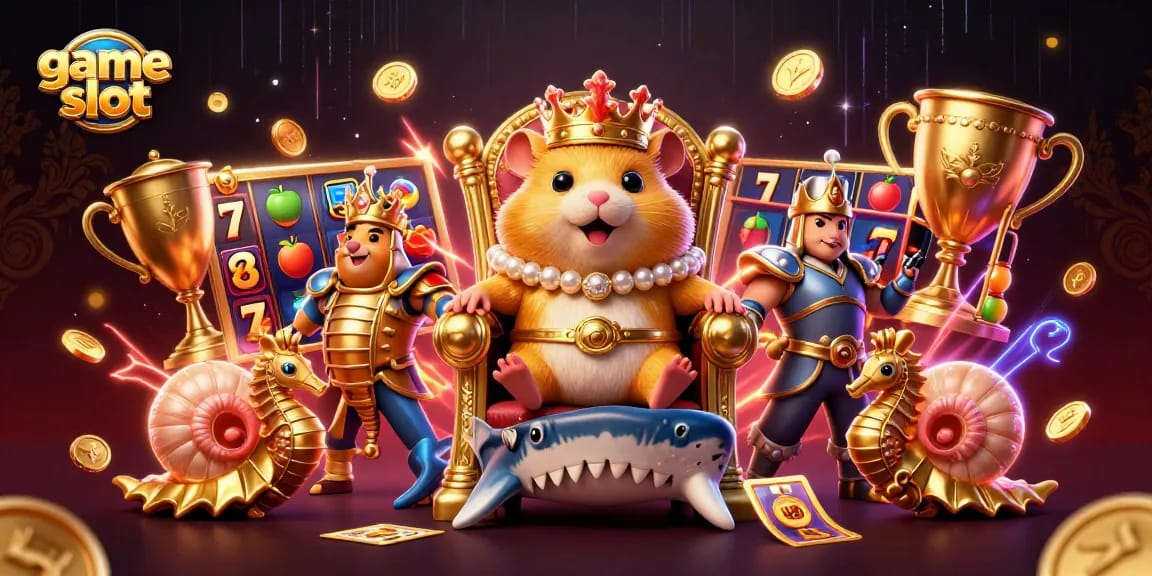 Experience thrilling game slot action with a golden hamster king and captivating elements.