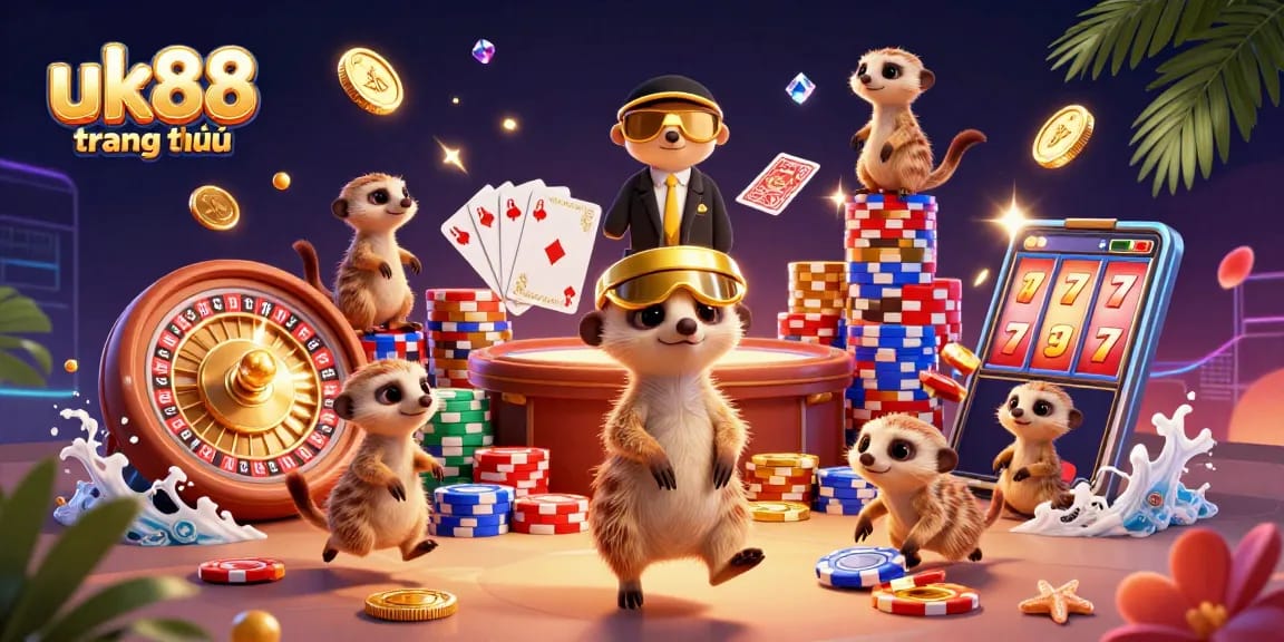 Experience the dynamic fun of uk88 trang chủ with lively meerkats operating a casino.