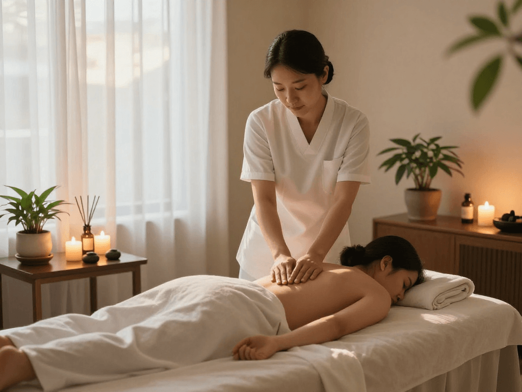 Experience rejuvenating 고양출장안마 in a tranquil massage therapy room with calming ambiance.