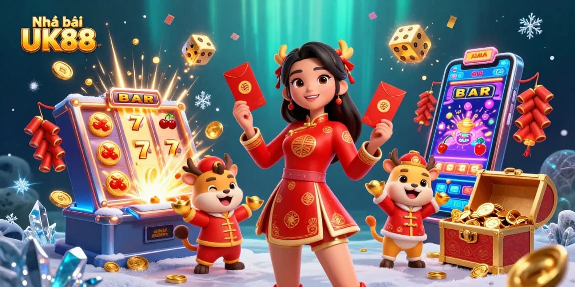 Experience thrilling gameplay at Nhà cái UK88, featuring vibrant characters and dynamic slot action.