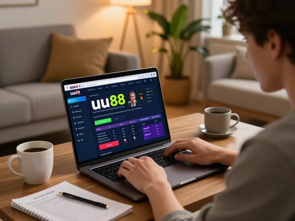 Engaging with the uu 88 online betting platform from a cozy home setup, highlighting strategic gameplay.