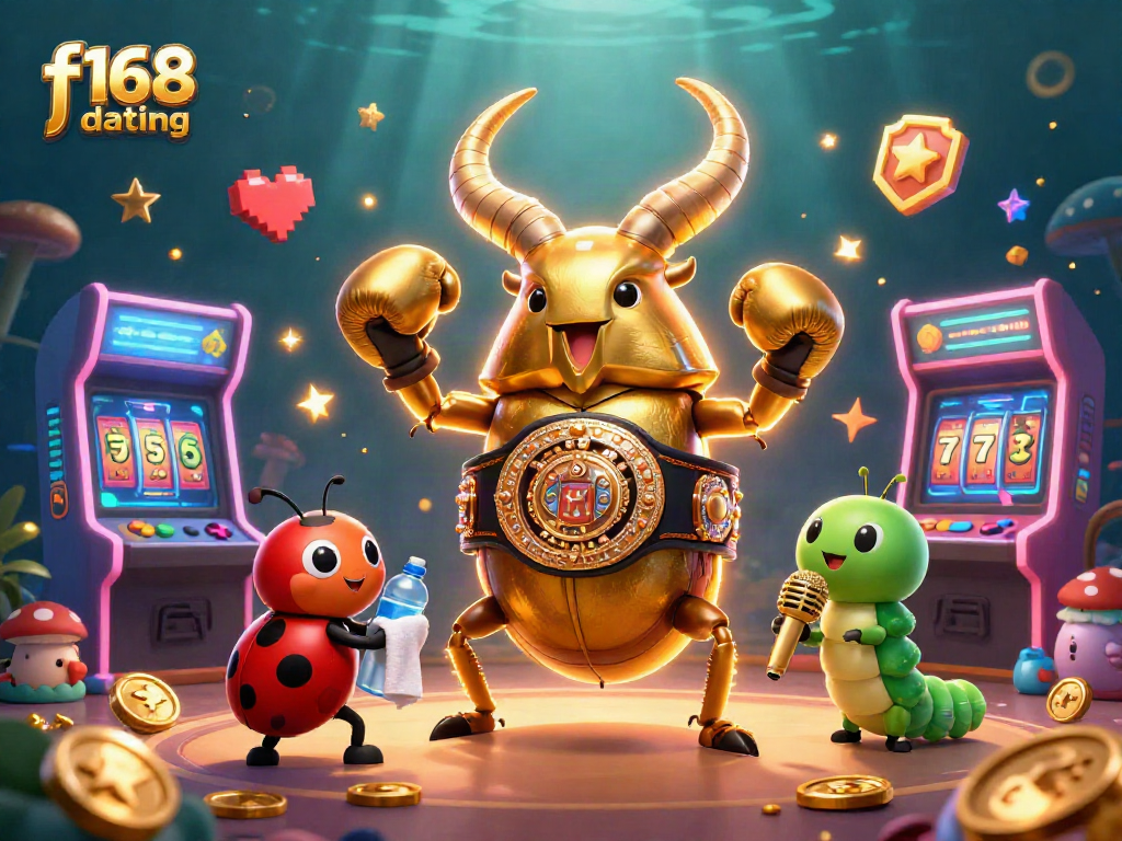Engage with the vibrant f168 dating experience featuring gaming elements and detailed characters in an exciting casino-themed scene.