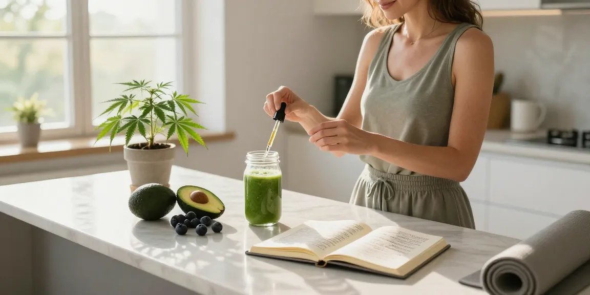 Ministry of Cannabis quality CBD oil being used in a natural kitchen wellness scene, highlighting organic health benefits.