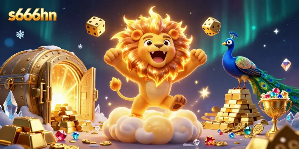 Experience excitement at s666hn with vibrant casino elements featuring golden treasures and dynamic characters.