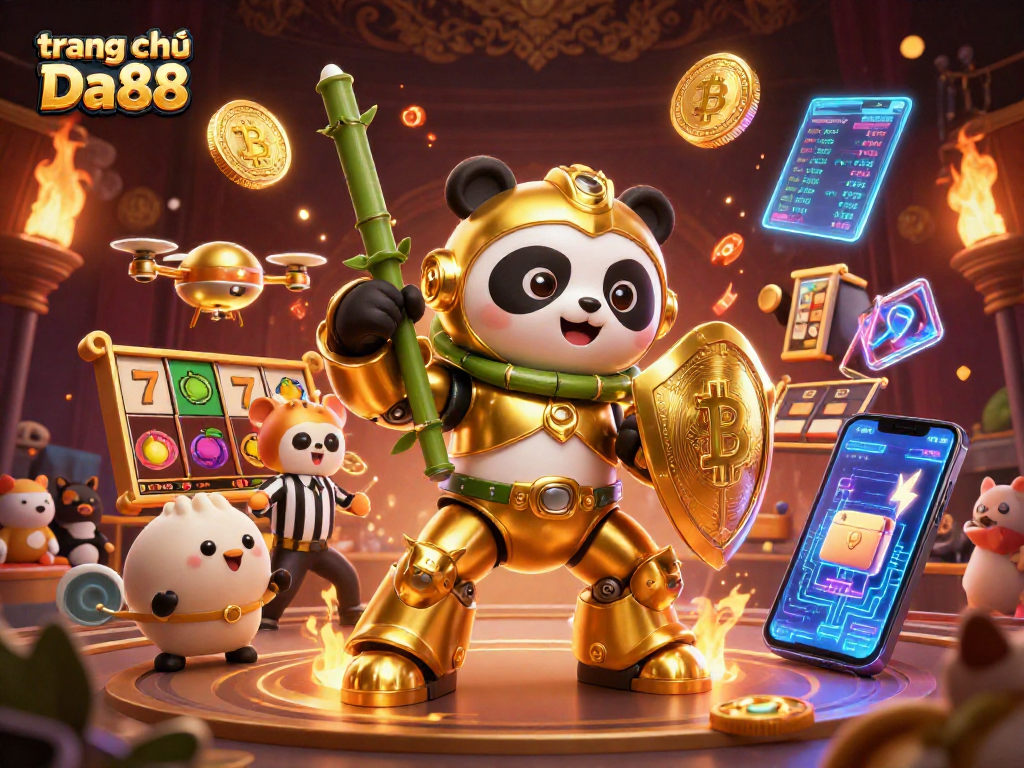 Engage with the vibrant gameplay at trang chủ Da88 featuring slot machines and golden elements.