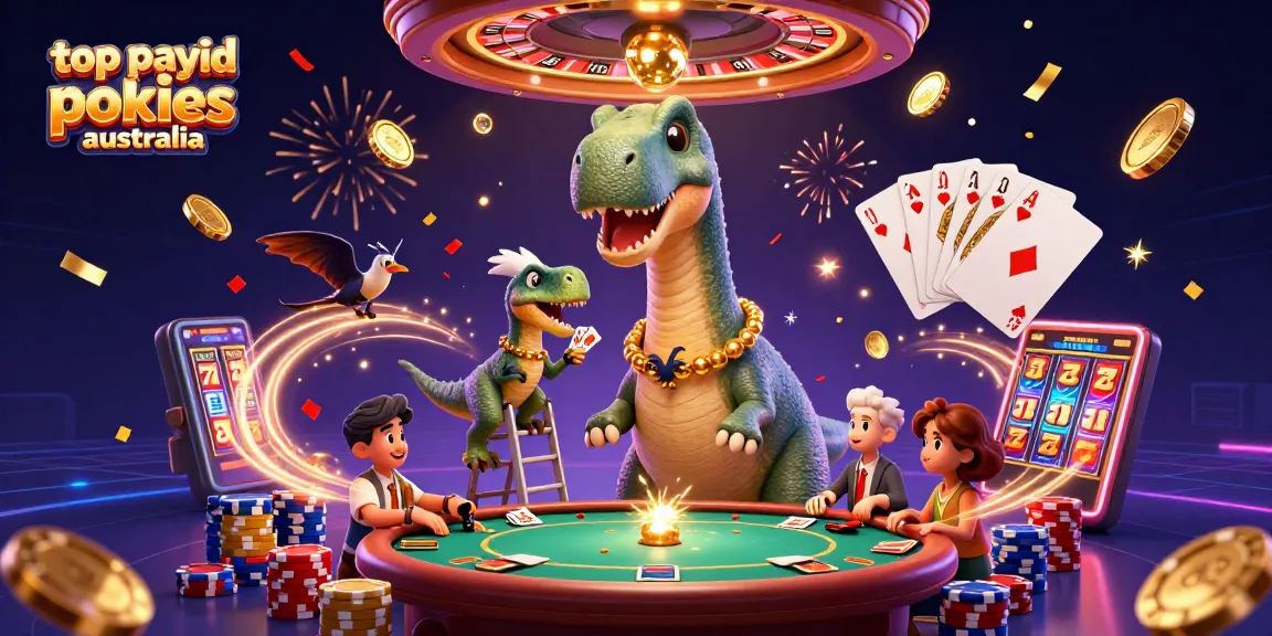 Experience thrilling top payid pokies australia action in a vibrant, cartoon-style casino scene.