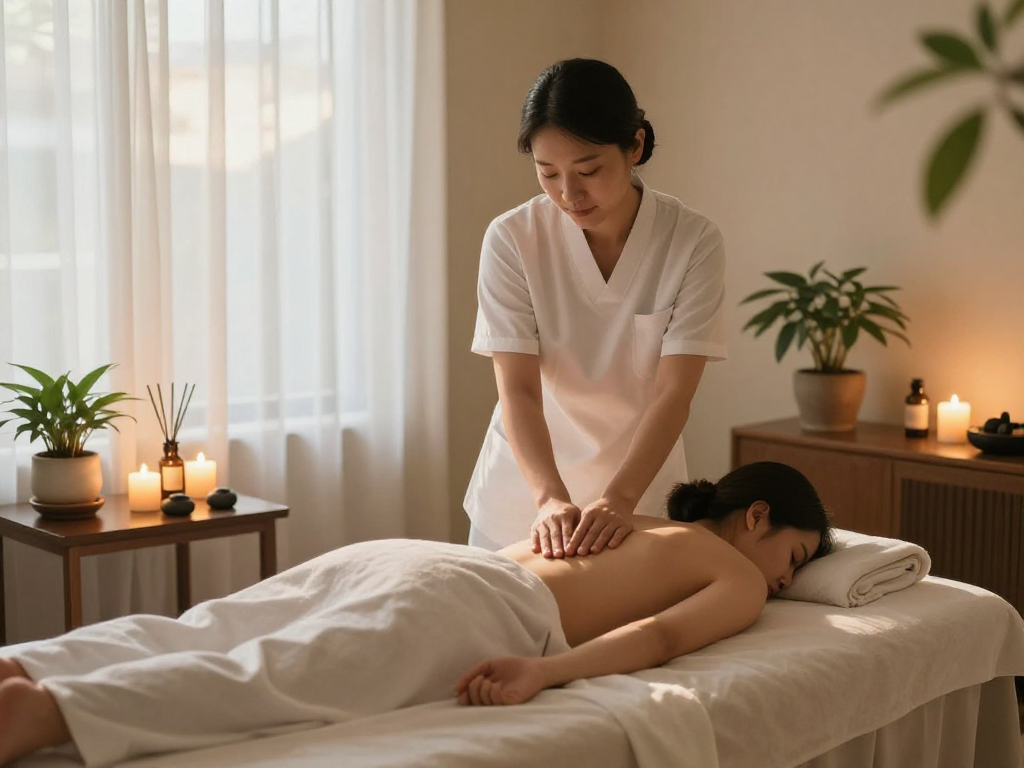 Experience rejuvenating 고양출장안마 in a tranquil massage therapy room with calming ambiance.