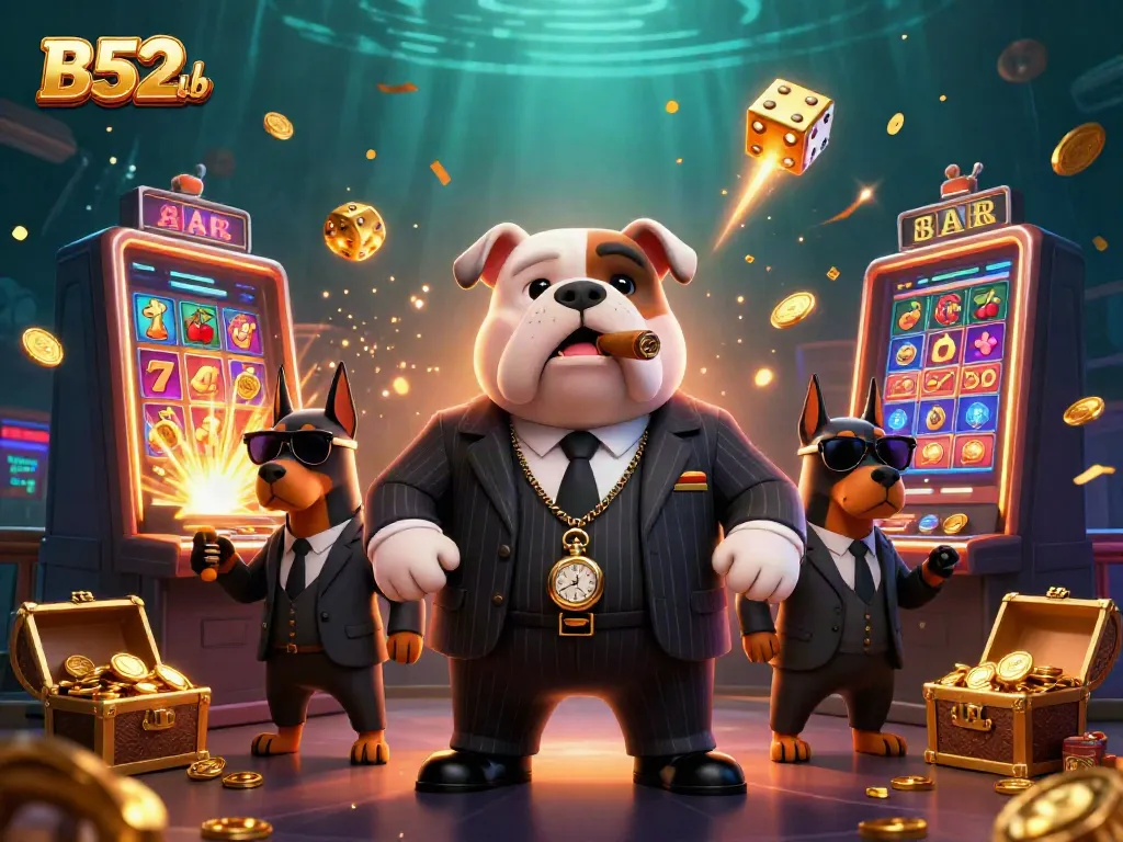 Experience the excitement of B52club with a vibrant casino scene featuring animated characters and dynamic game elements.