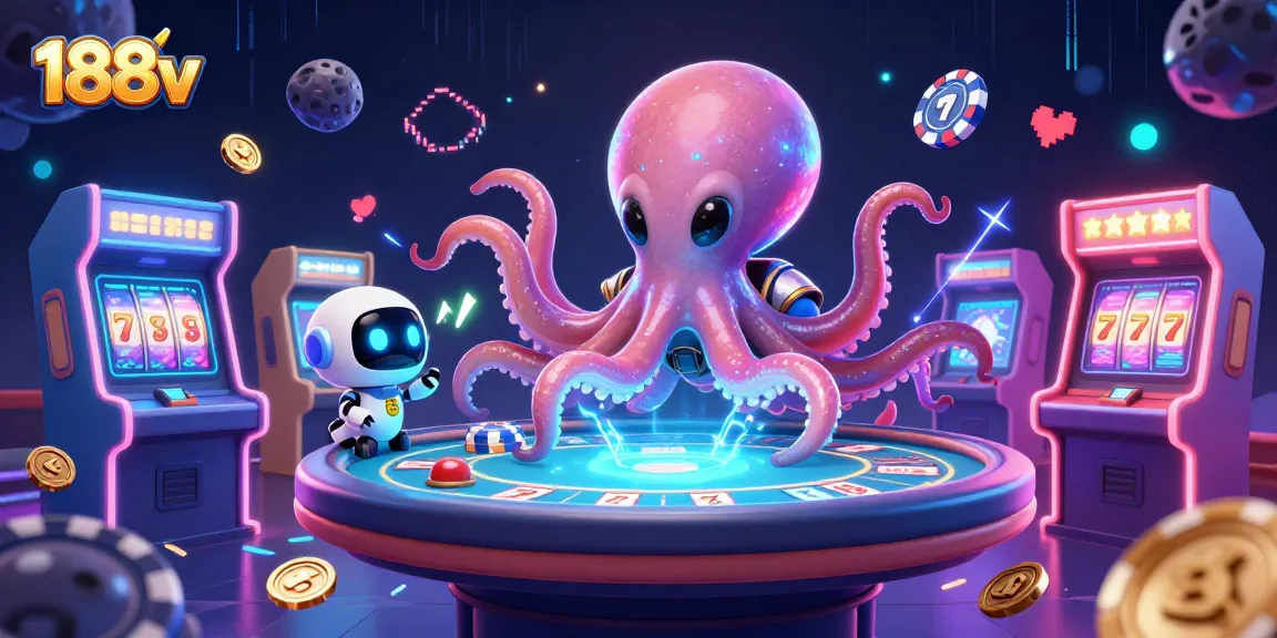 Experience thrilling games at 188v with vibrant visuals and engaging gameplay in a dynamic casino scene.
