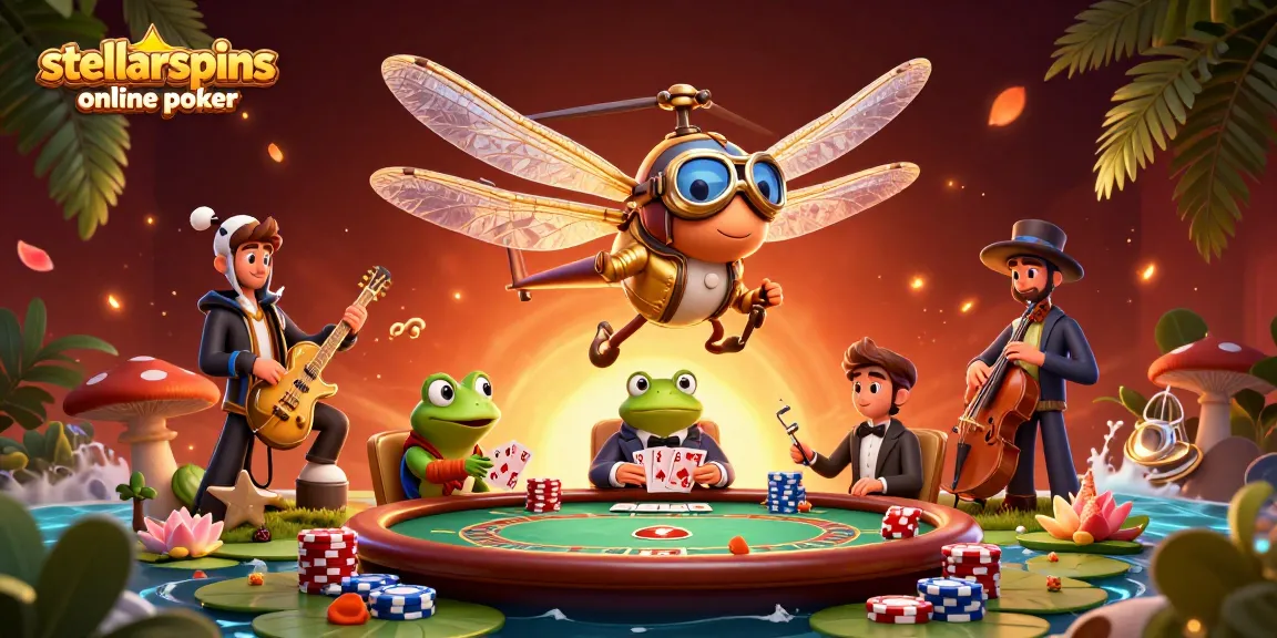 Experience stellarspins online poker with a vibrant 3D scene featuring playful characters and action elements.