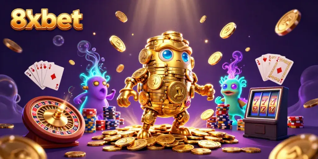 Engage with exciting 8xbet casino experience featuring a golden golem and dynamic gaming elements.