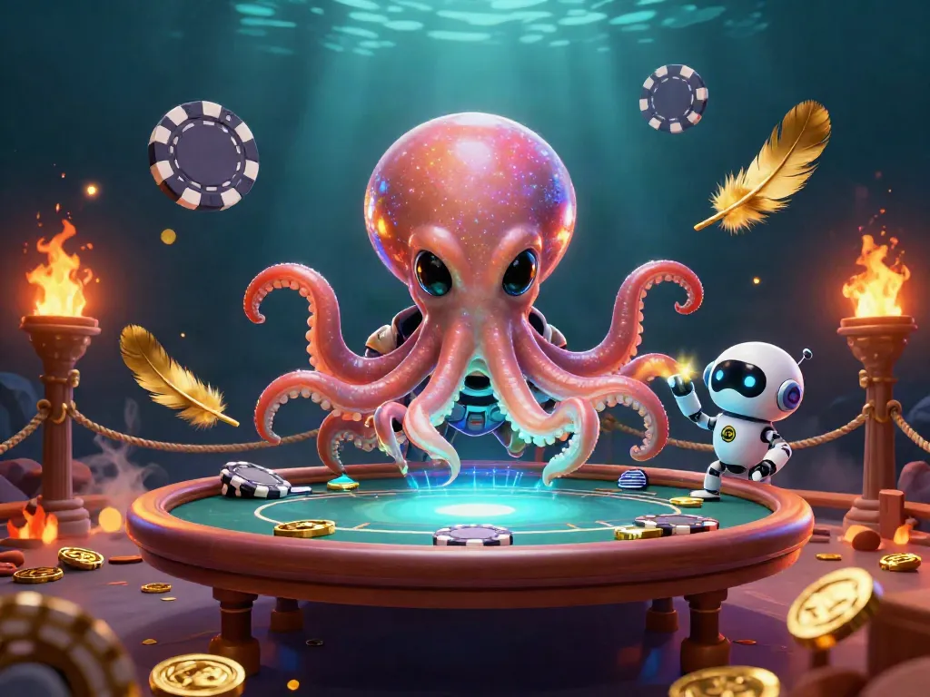 Experience the excitement of go88club through a cosmic gambling adventure featuring an alien octopus at a holographic poker table.
