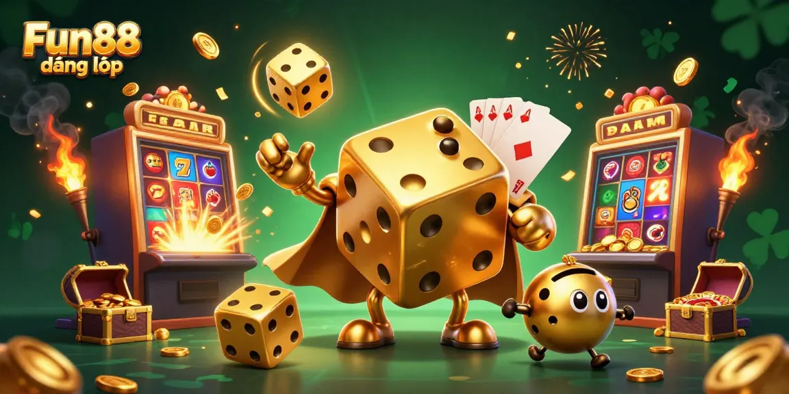 Experience Fun88 đăng nhập with vibrant casino action featuring golden dice and jackpot excitement.
