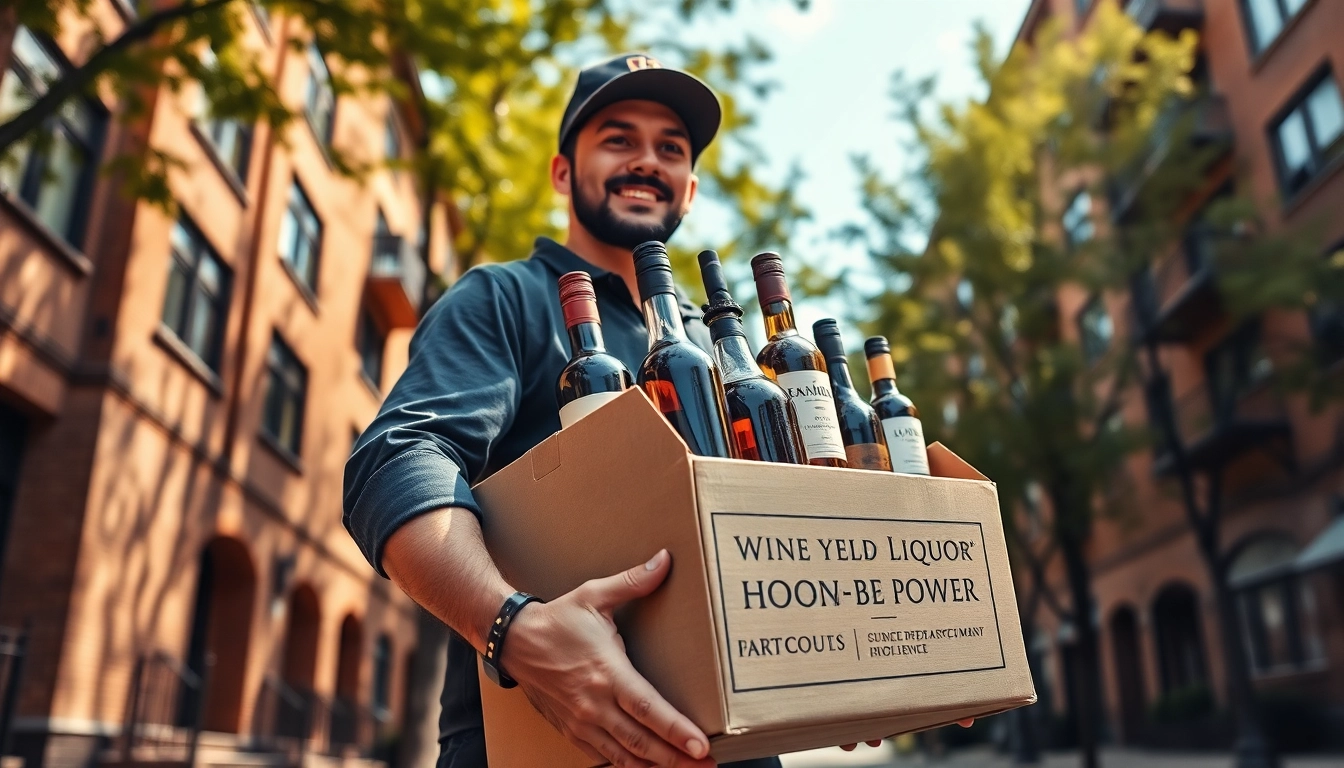 Experience lcbo delivery Toronto with convenient service and a delivery person showcasing top products.
