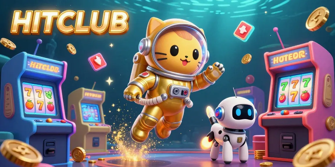 Join the HITCLUB adventure in a vibrant casino gaming world with slot machines and exciting elements.