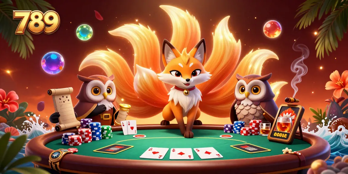 Win big with 789 as a colorful nine-tailed fox spirit guides your poker adventure.